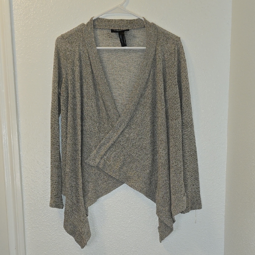 Wendy Bellissimo Heather Light Gray Open-Front Draped Cardigan